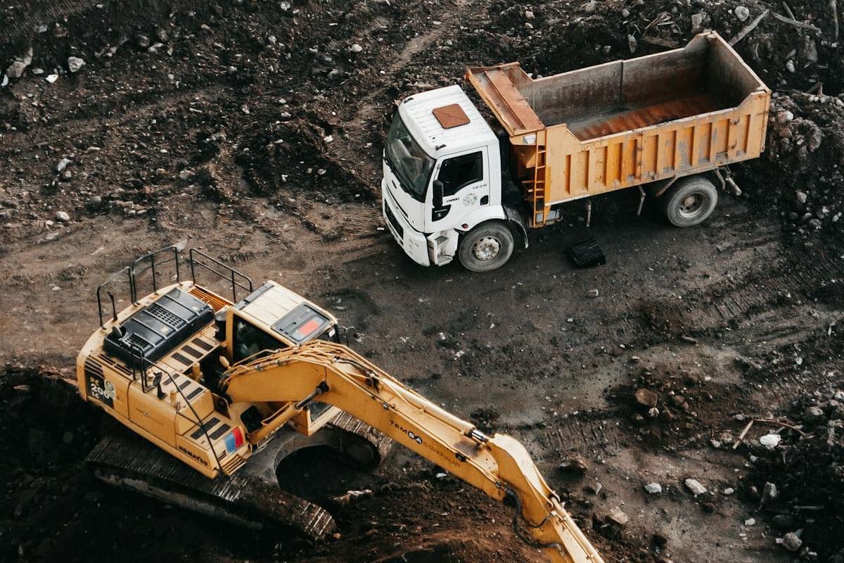 Site preparation with heavy machinery