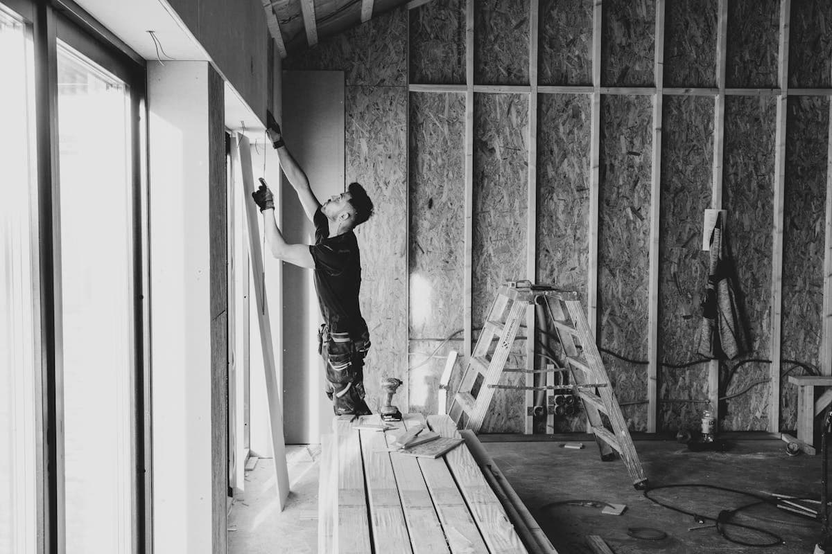 Kitchen cabinetry installation during fit-out