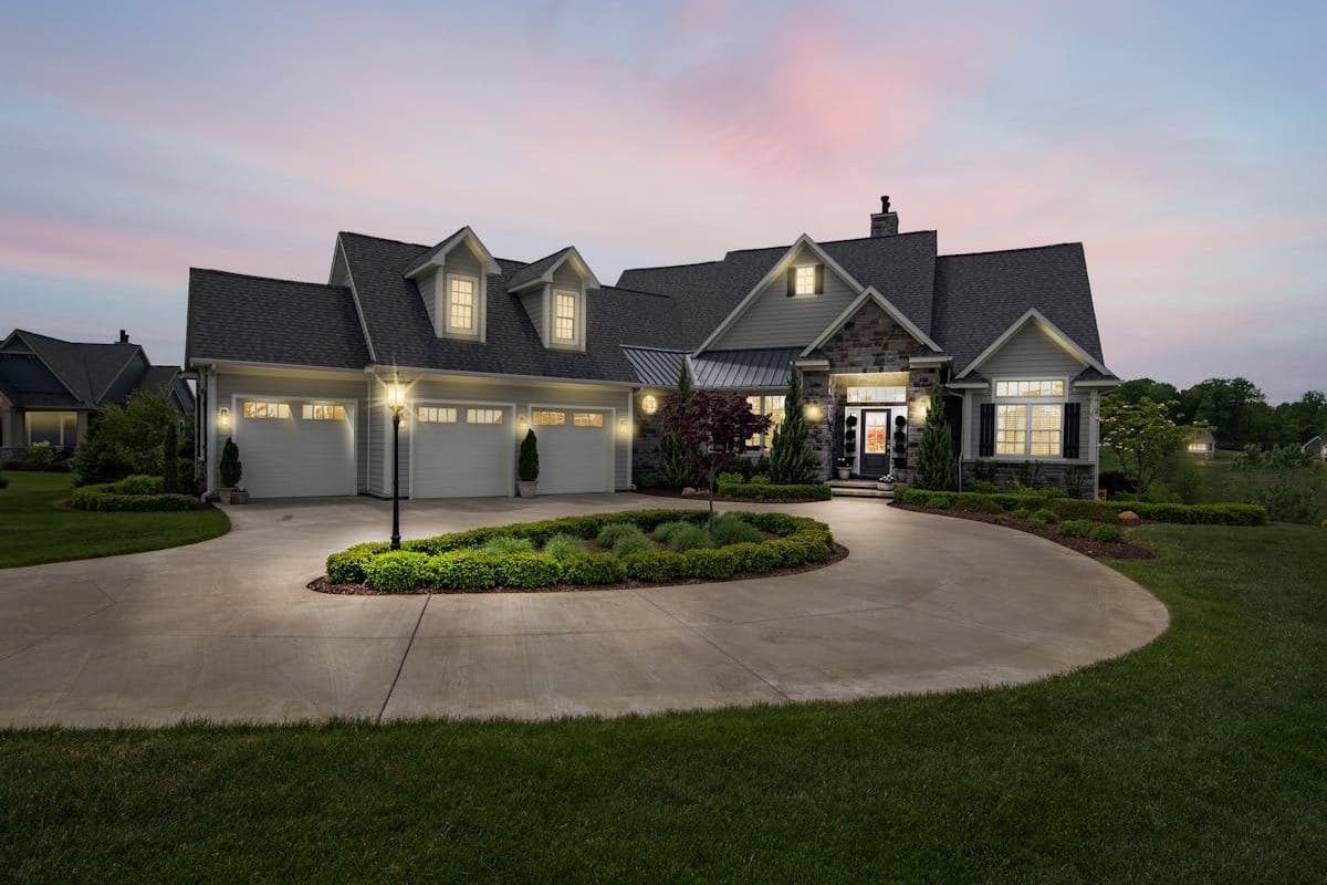 Single-storey custom home with portico